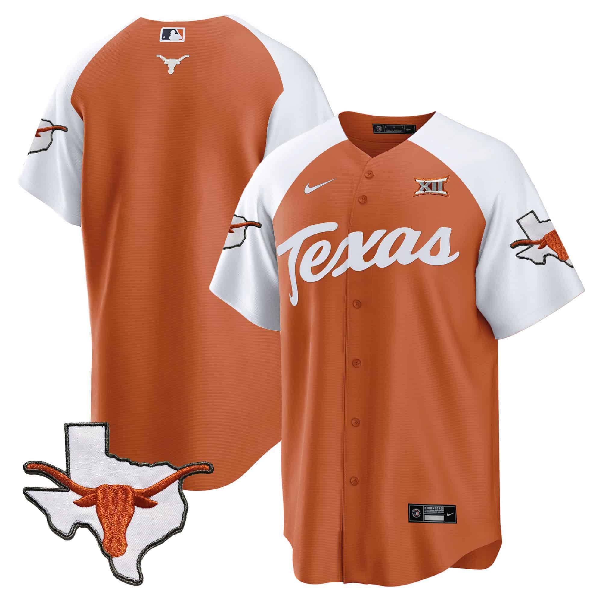 Men Texas Longhorns Blank Orange 2024 Baseball NCAA Jersey